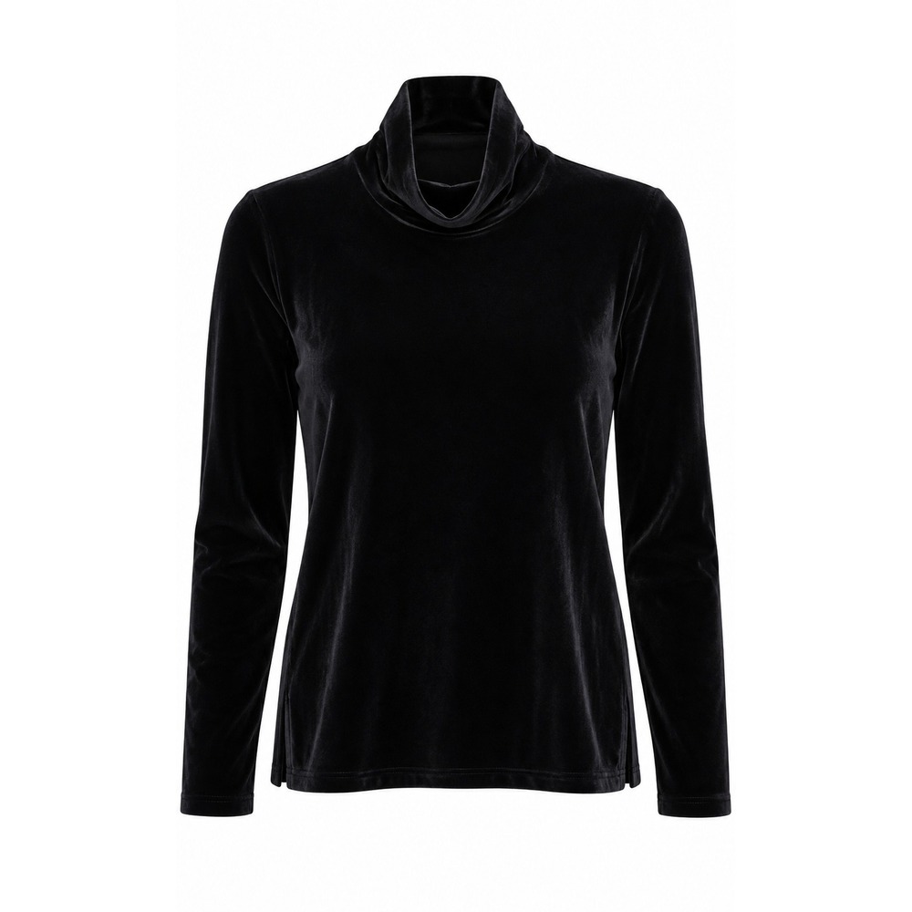 Sno Skins Velvet Cowl Neck Top XL Black Long Sleeve Stretch Made in USA